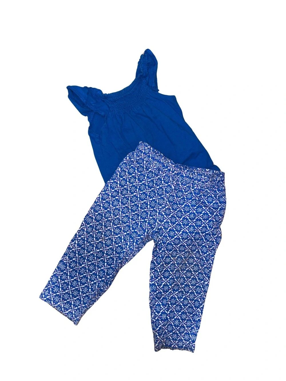 Kids Yellow Romper & Mixed Bottoms Set - Yellow, Blue, Light Blue, Green